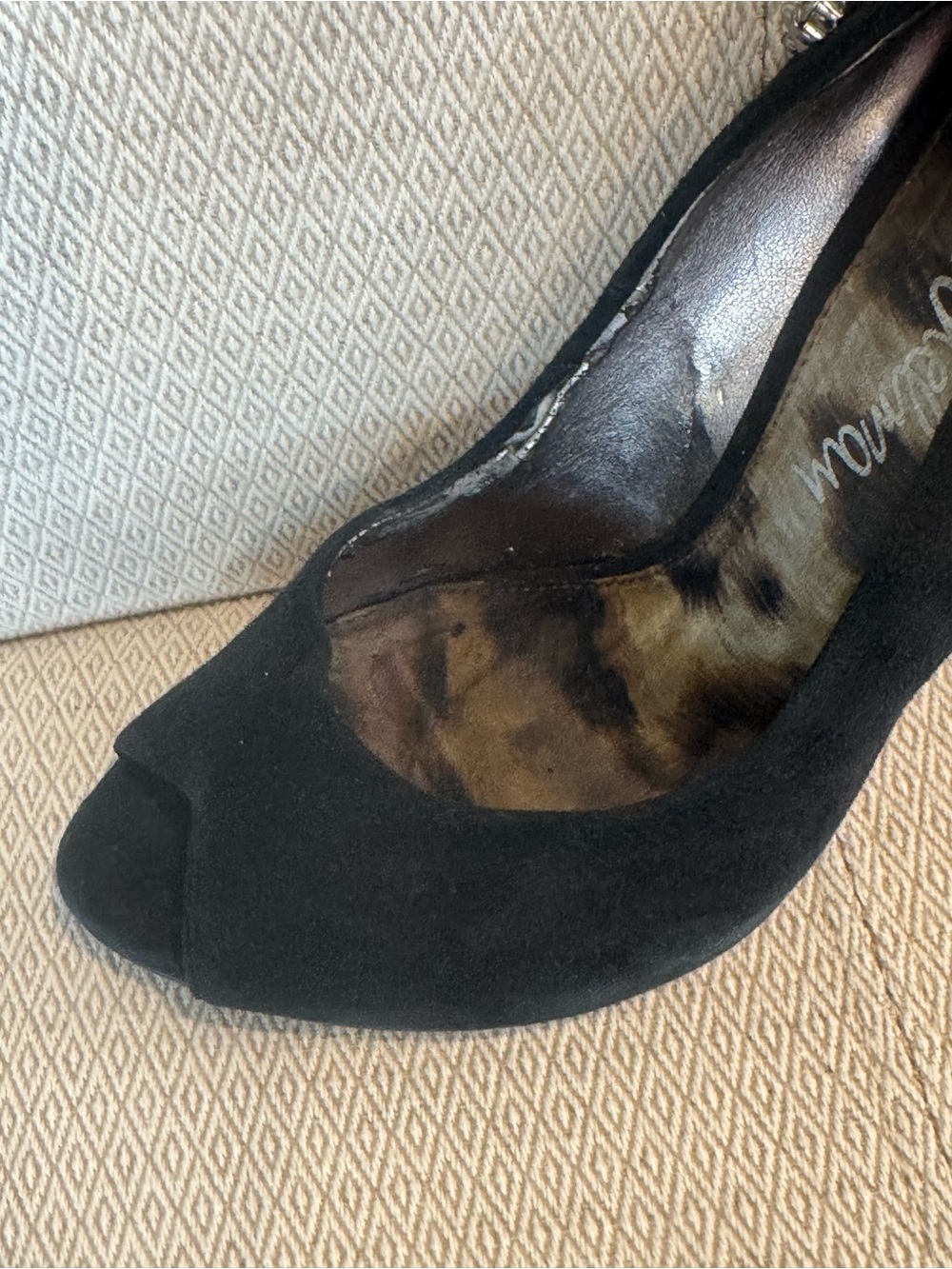 Sam Edelman Black Suede Peep-Toe Heels with Spike Embellishments - Picture 10 of 10